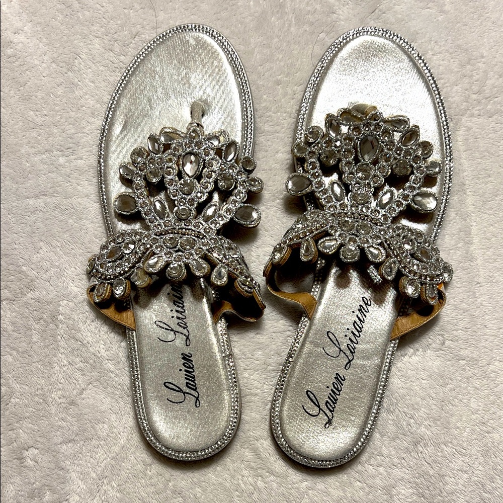 Lauren Lorraine Silver Crystal Sandals. Sizes 8